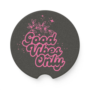 Good Vibes Only Car Coaster - Bk/Pk