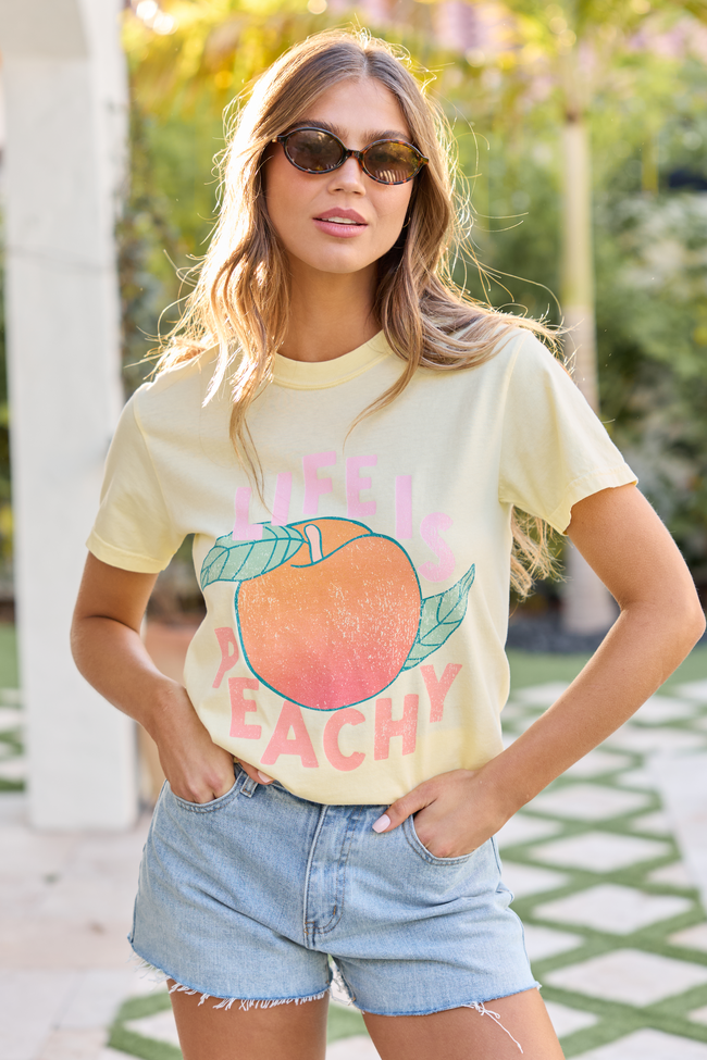 Life is Peachy Yellow Graphic Tee - STB Boutique