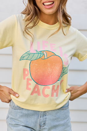Life is Peachy Yellow Graphic Tee - STB Boutique