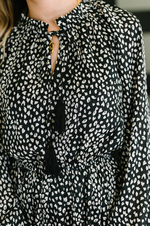 A Cheeky Little Time Tiered Dress in Black (SM-3X) - STB Boutique