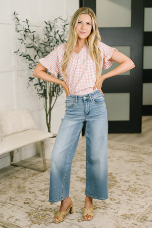 A Different Side Of Me Gingham Blouse in Dusty Rose (SM-3X)