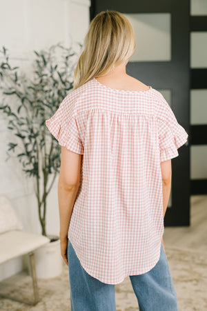 A Different Side Of Me Gingham Blouse in Dusty Rose (SM-3X)