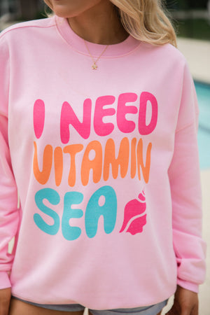 I Need Vitamin Sea Light Pink Graphic Sweatshirt - STB Boutique