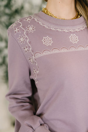 A Little Bit of Comfort Embroidered Top and Bottom Set in Dusty Mauve - STB Boutique