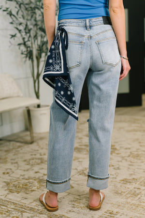 Judy Blue Alex Mid Rise Boyfriend Jean with Bandana Loop (0-24)
