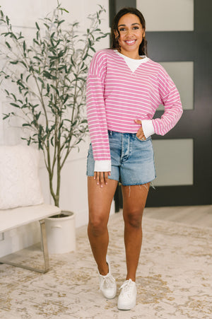 Almost Therapeutic Drop Shoulder Pullover in Candy Pink - STB Boutique