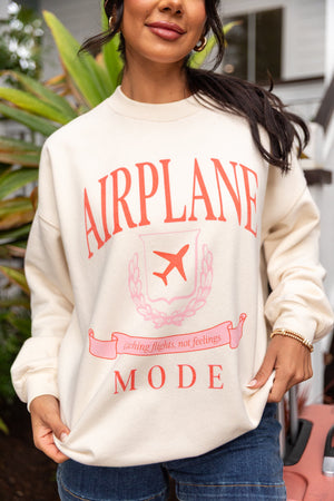 Airplane Mode Sweet Cream Graphic Sweatshirt - STB Boutique