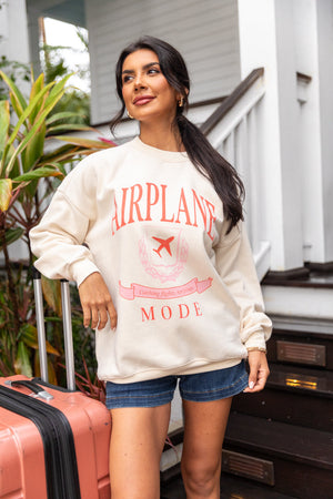 Airplane Mode Sweet Cream Graphic Sweatshirt - STB Boutique