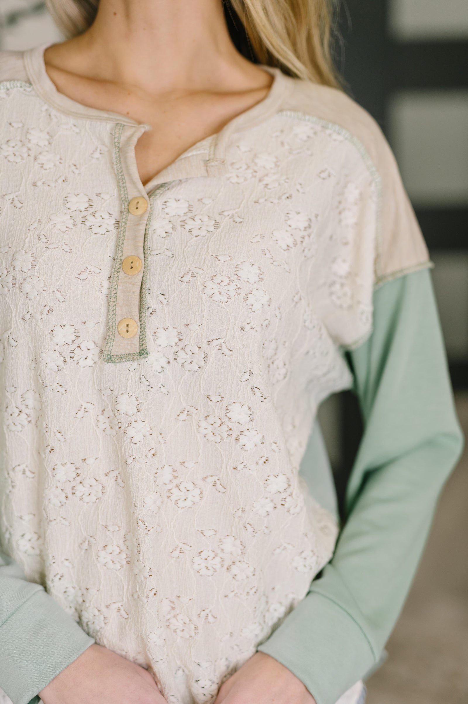 Because I Can Drop Shoulder Henley Top (SM-XL)