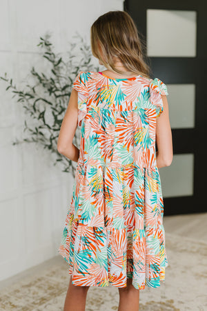 Bless Your Love Tiered Dress in Ivory Orange and Mint (SM-3X)