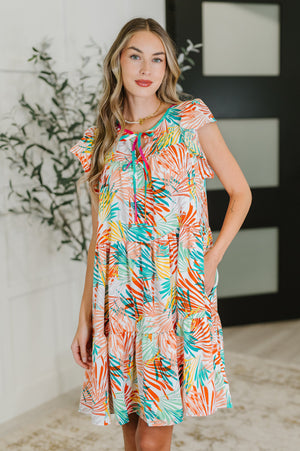 Bless Your Love Tiered Dress in Ivory Orange and Mint (SM-3X)