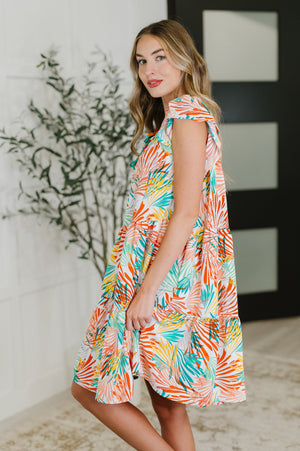 Bless Your Love Tiered Dress in Ivory Orange and Mint (SM-3X)