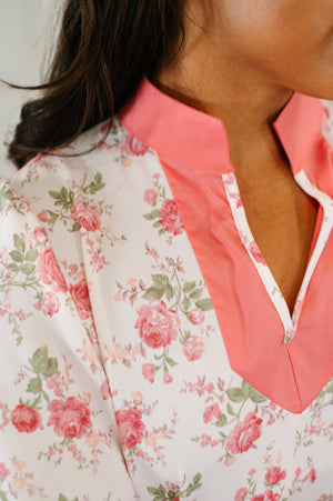 Blooming Season Split Neck Floral Blouse (SM-3X)