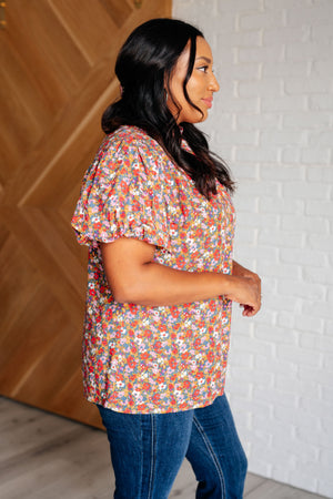 Bohemian Moment Floral Mock Neck Blouse (SM-3X)