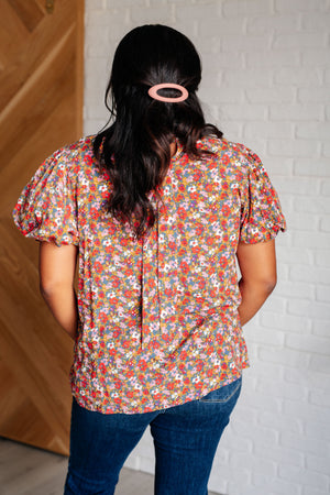 Bohemian Moment Floral Mock Neck Blouse (SM-3X)