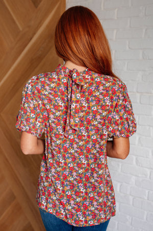 Bohemian Moment Floral Mock Neck Blouse (SM-3X)