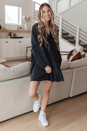 Borrowed Time Mineral Wash V-Neck Dress (SM-3X)