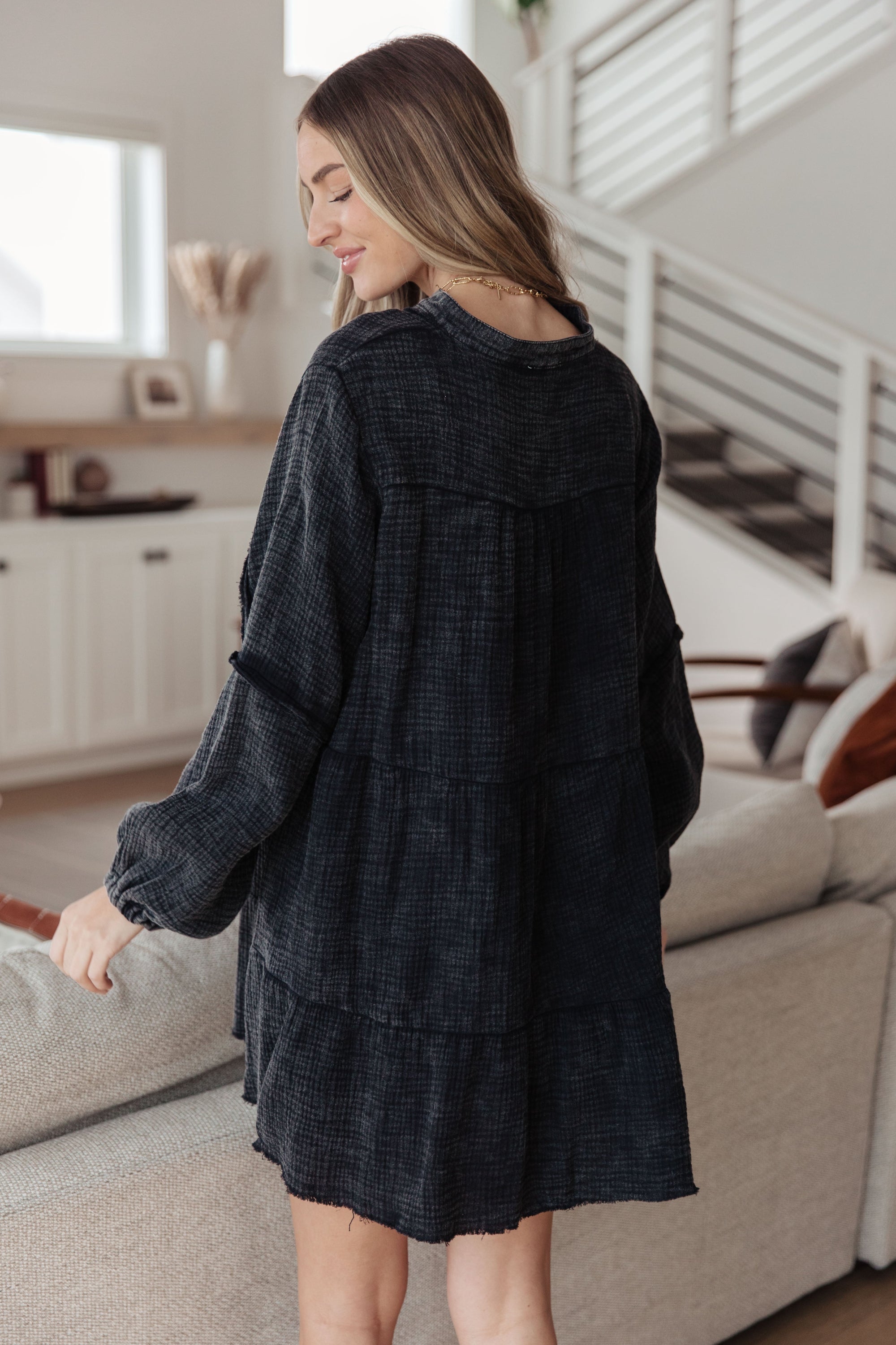 Borrowed Time Mineral Wash V-Neck Dress (SM-3X)