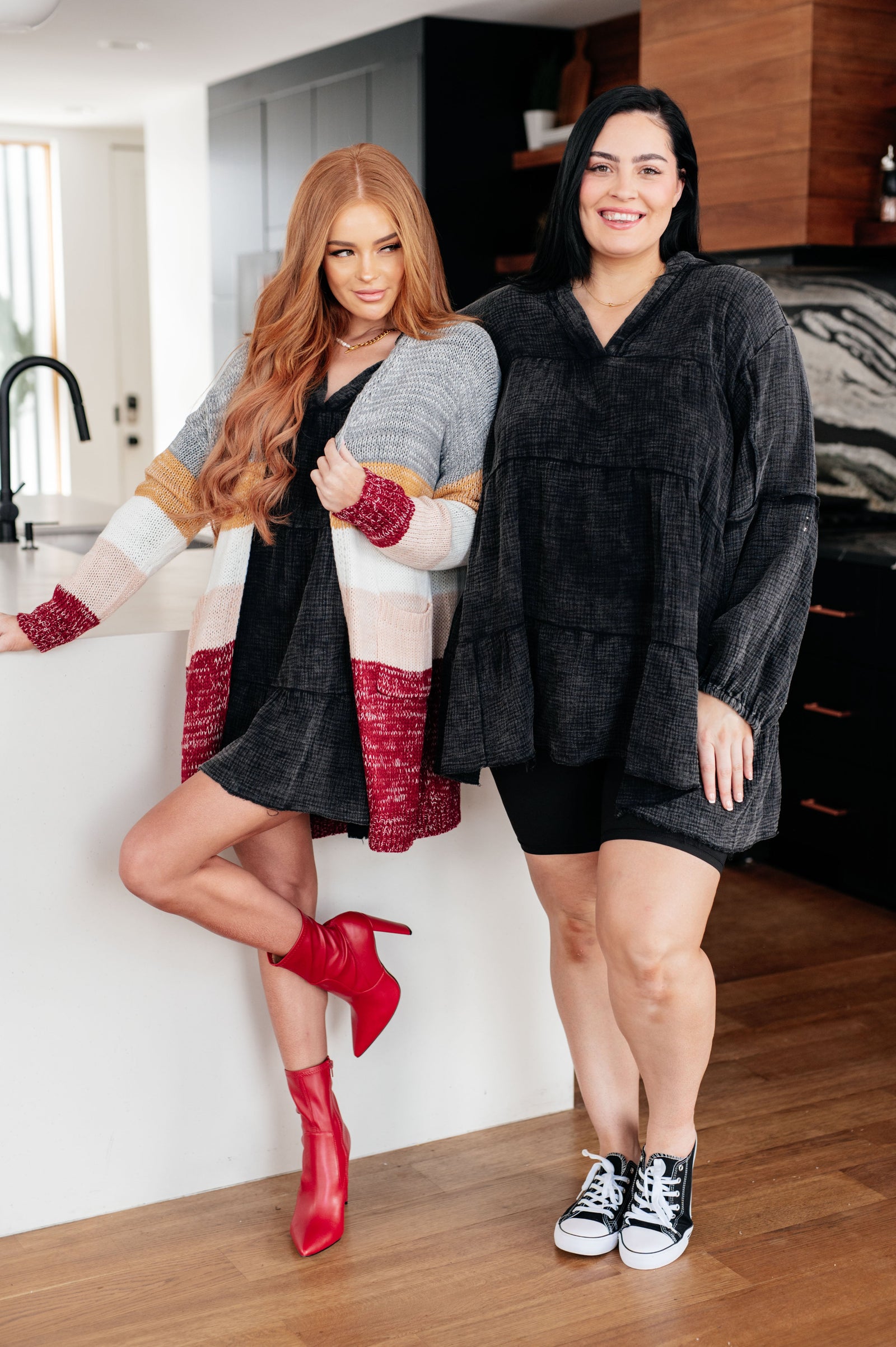 Borrowed Time Mineral Wash V-Neck Dress (SM-3X)