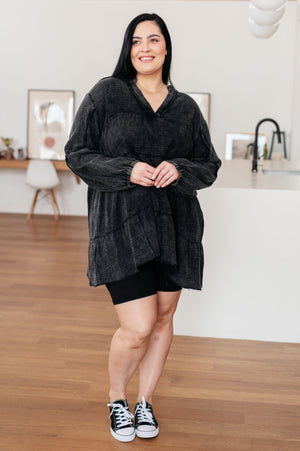 Borrowed Time Mineral Wash V-Neck Dress (SM-3X)