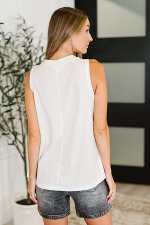 Buttoned Up Buttercup Sleeveless Top in Ivory (SM-2X) - STB Boutique