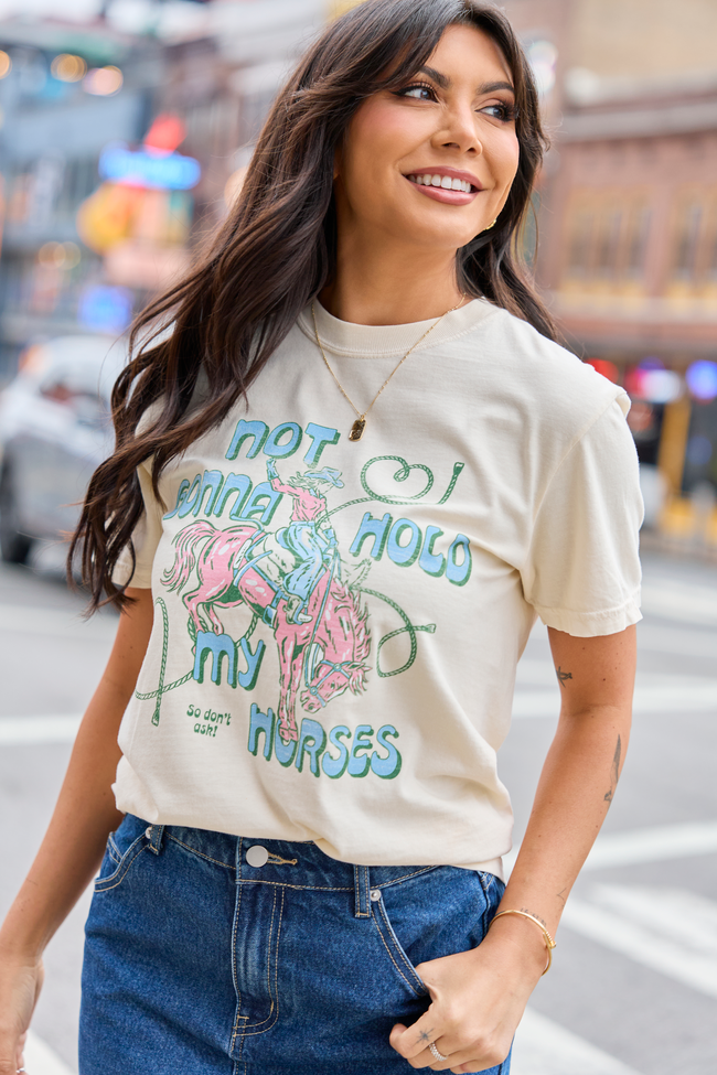 Not Gonna Hold My Horses Ivory Graphic Tee - STB Boutique