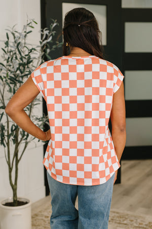 Check Hers Round Neck Top in Orange (SM-XL)