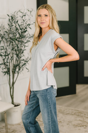 Classic Timeless V-Neck Tee in Pearl Grey (SM-3X)