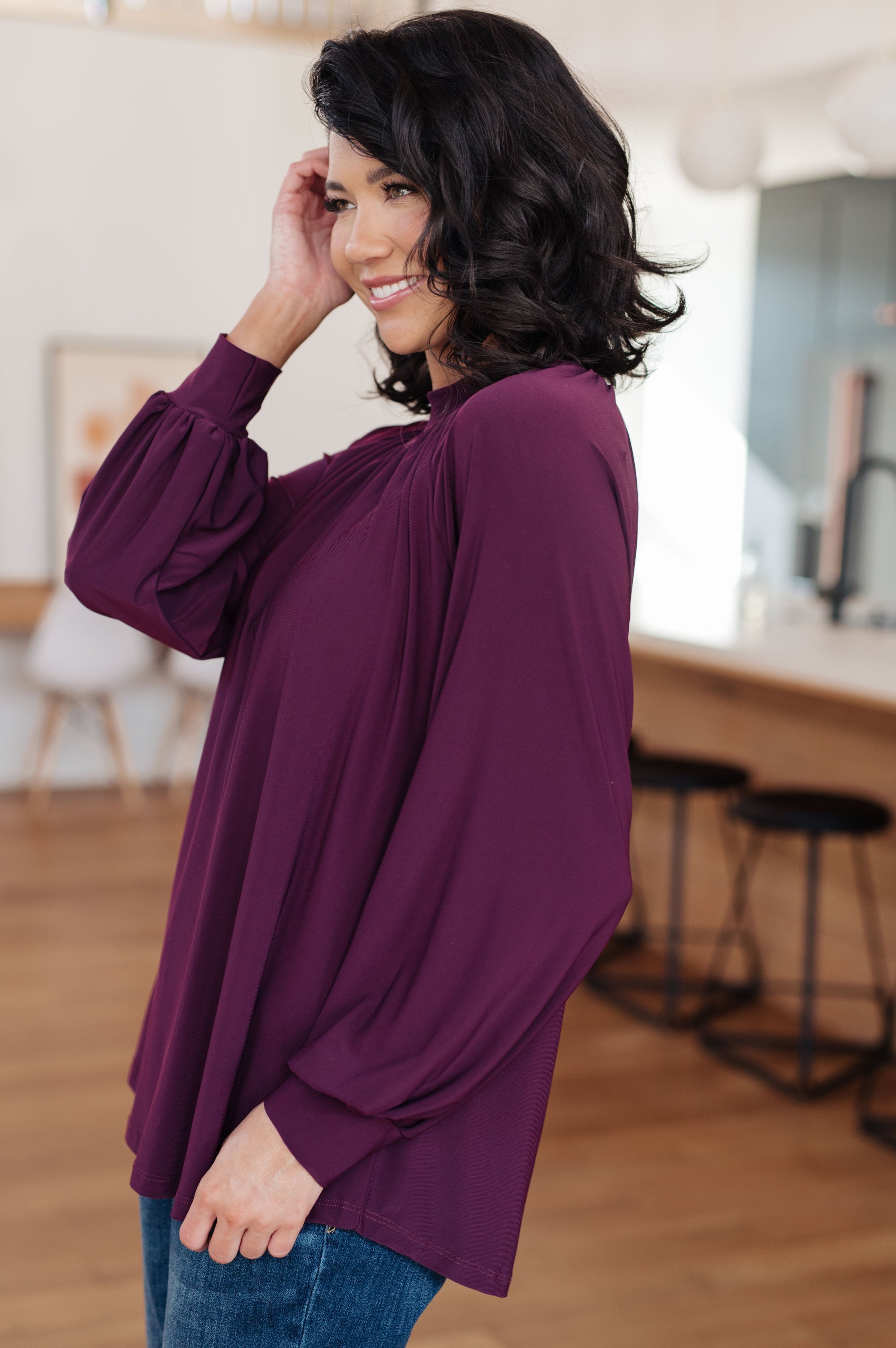 Closing Time Mock Neck Blouse (SM-2X) - STB Boutique