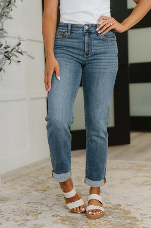 Judy Blue Colette Mid Rise Boyfriend Classic Cuffed (0-24)