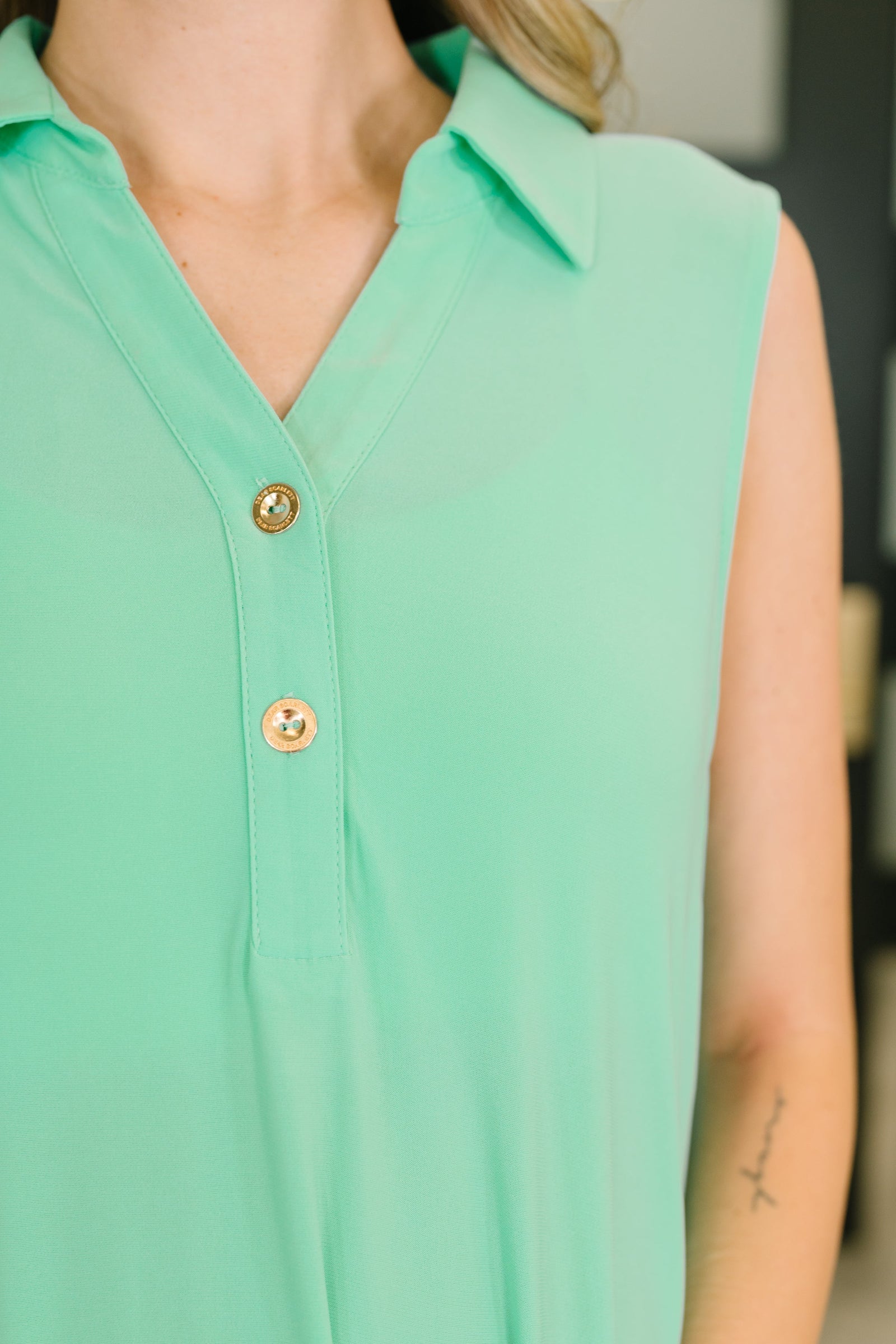 Coral Sands Collared Tank Dress in Aqua Mint (SM-3X)