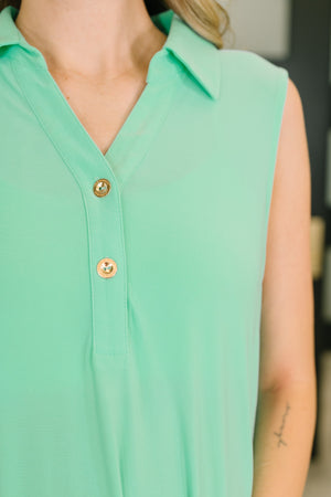 Coral Sands Collared Tank Dress in Aqua Mint (SM-3X)