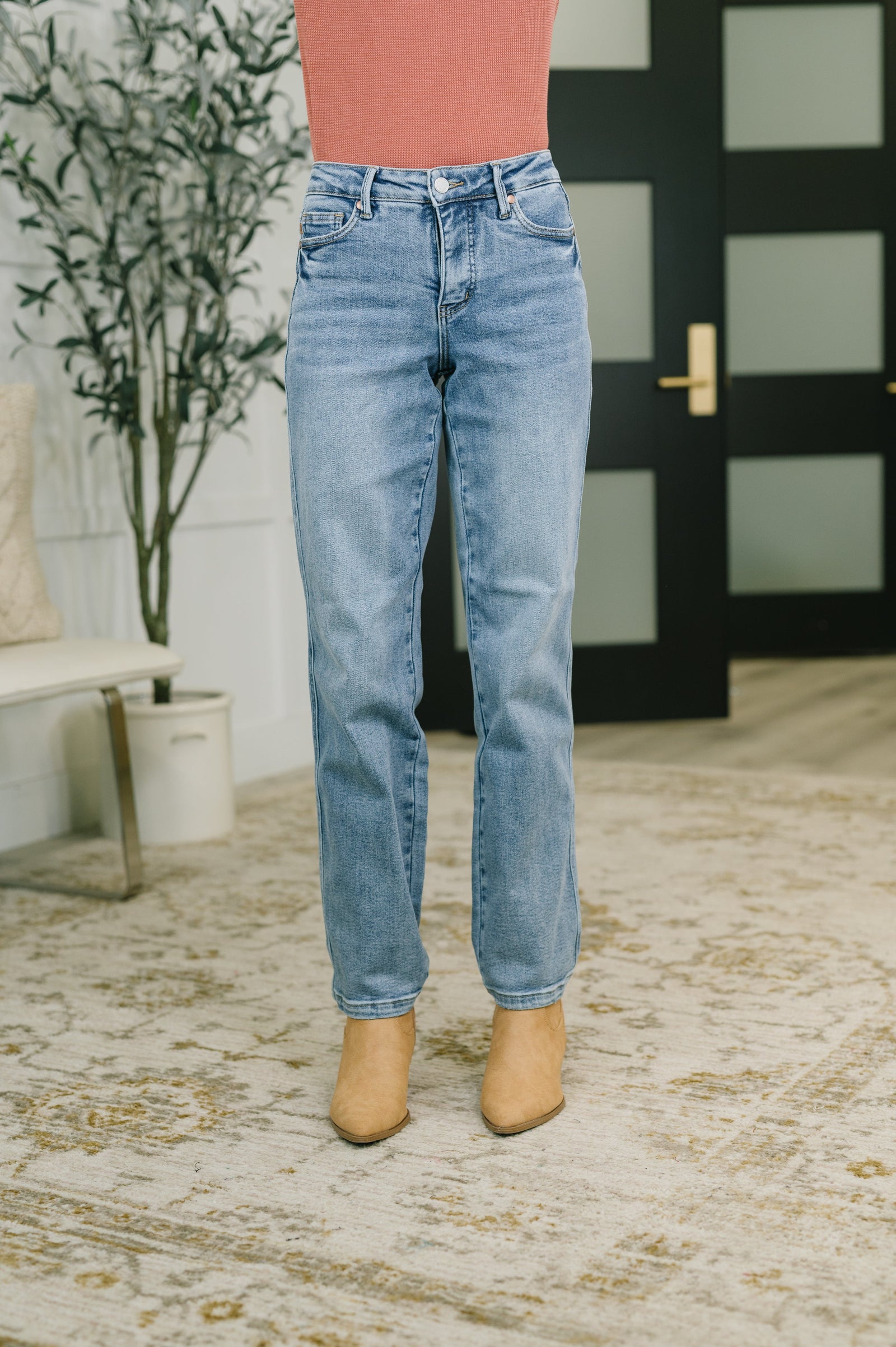 Judy Blue Corrine Mid Rise Control Top Vintage Straight Jeans (0-24)