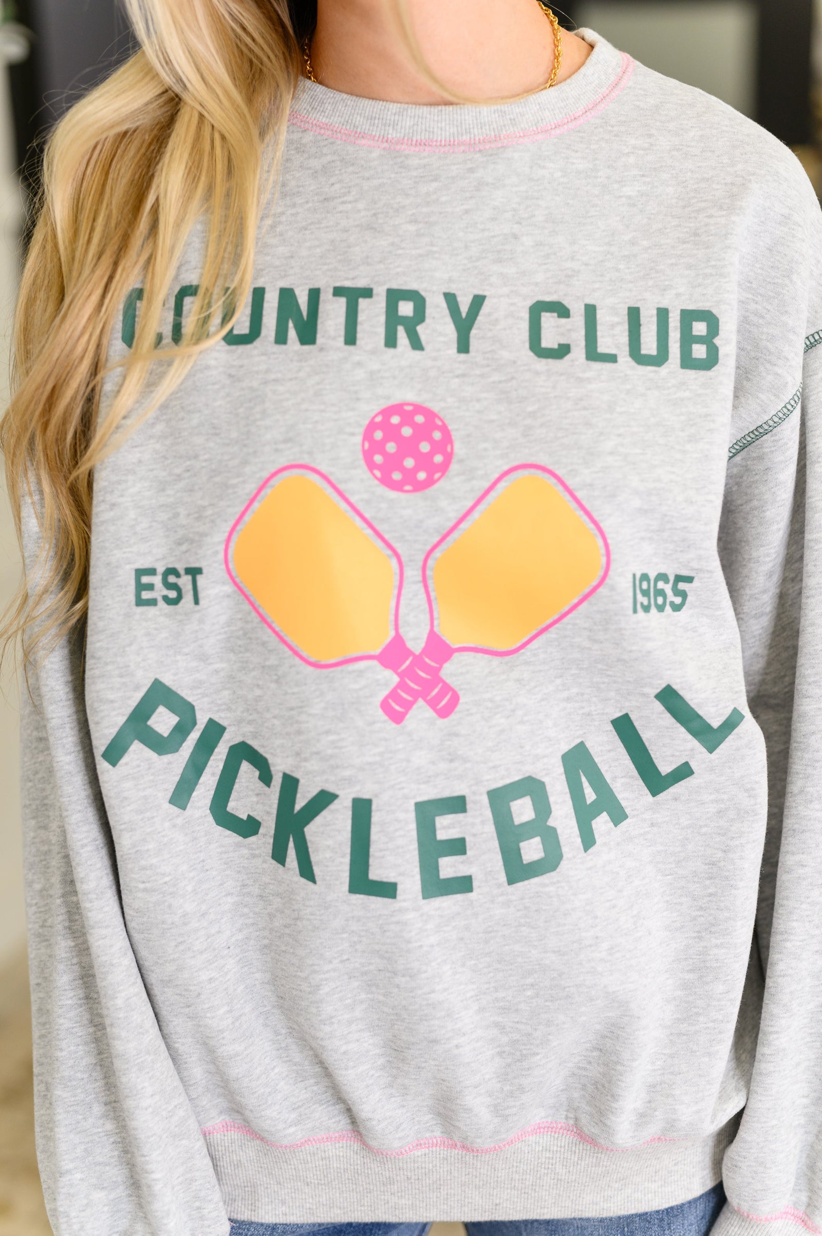 Country Club Pickle Ball Graphic Sweatshirt - STB Boutique