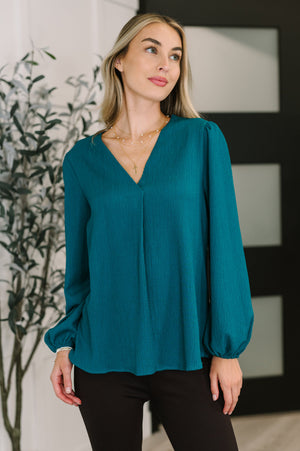 Desk to Dinner V-Neck Balloon Sleeve Blouse (SM-3X)