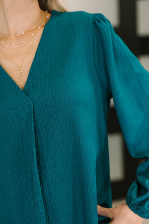 Desk to Dinner V-Neck Balloon Sleeve Blouse (SM-3X)