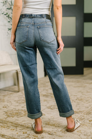 Judy Blue Doris Mid Rise Boyfriend with Adjustable Back Tab + Hollywood WB (0-24)
