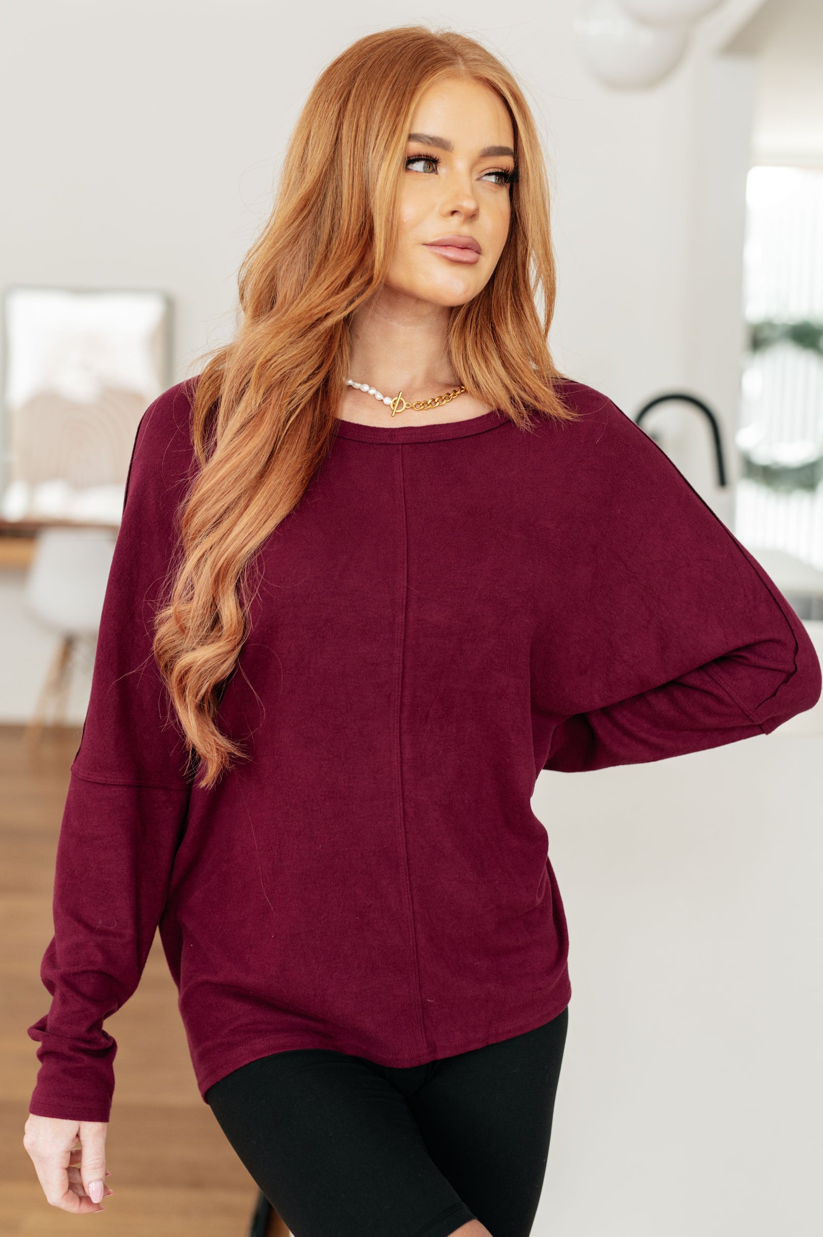 Drive Downtown Dolman Sleeve Top in Wine (SM-3X) - STB Boutique