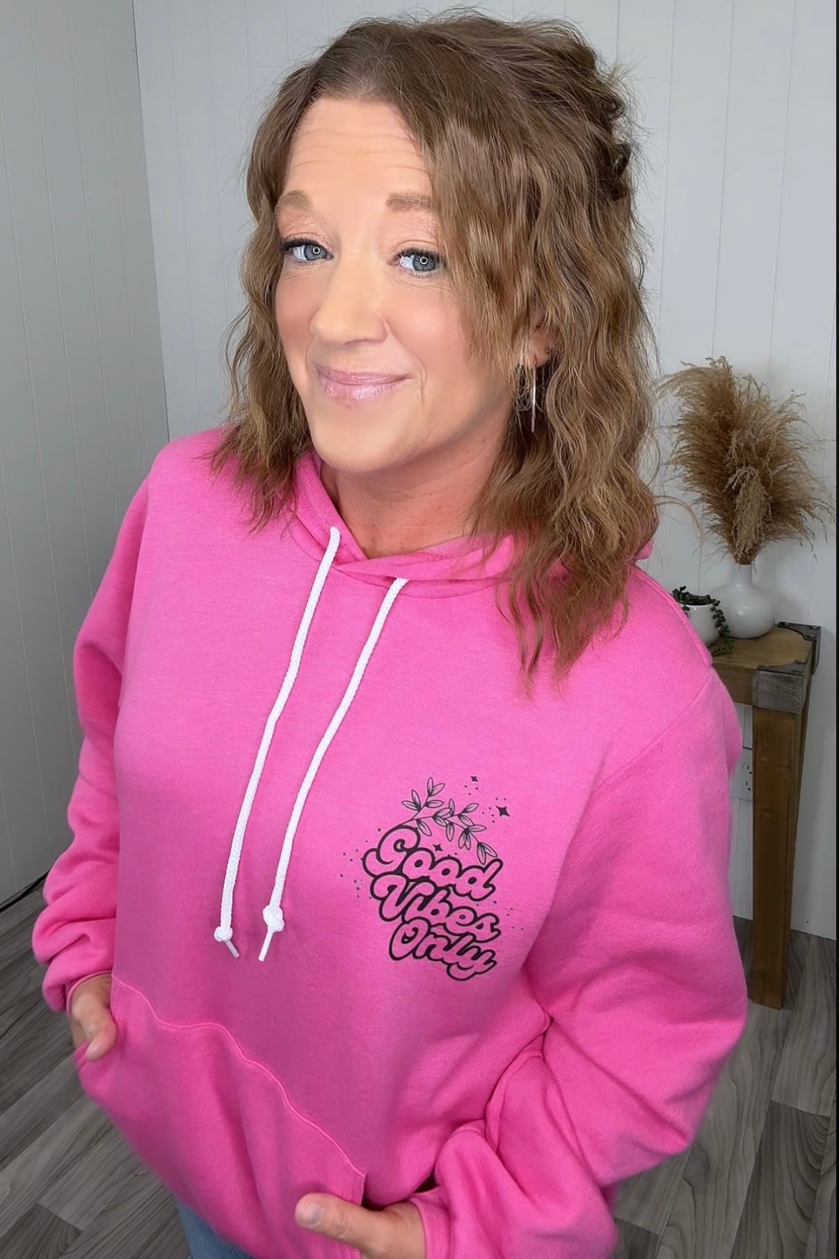 Pink Black Good Vibes BC Hoodie (Unisex SM-2X)