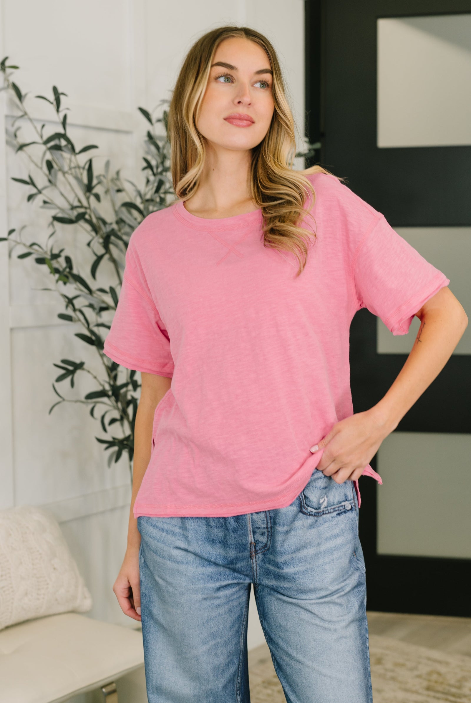 Effortless Edit Boxy Tee in Candy Pink - STB Boutique