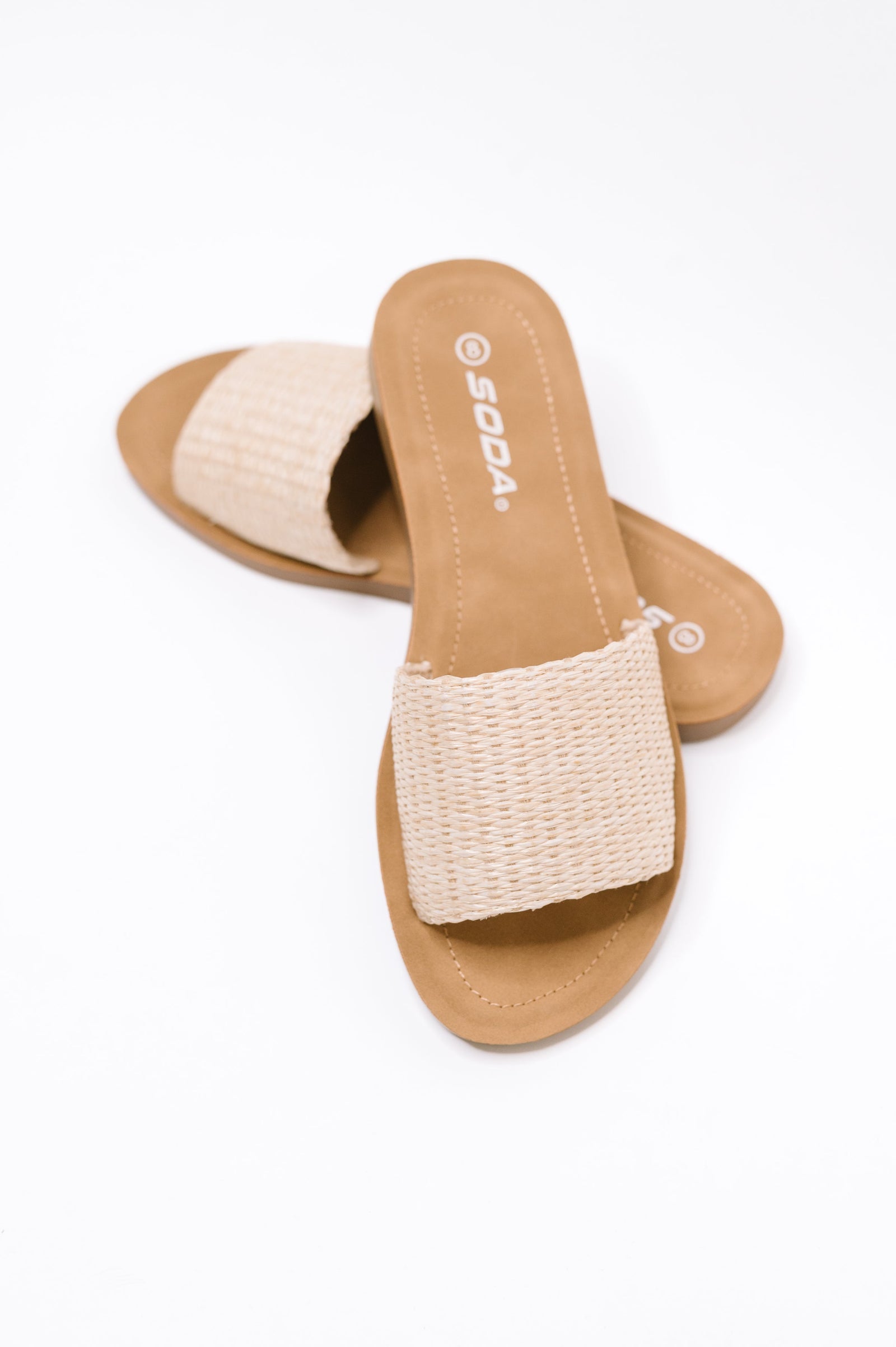 Efron Raffia Woven Slip On Sandal in Bone - STB Boutique