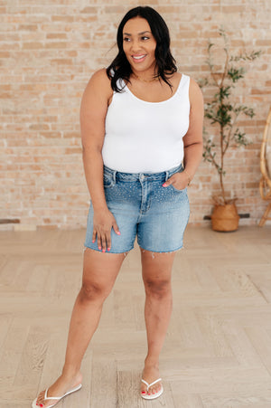Judy Blue Elle High Rise Rhinestone Cutoff Shorts (SM-3X) - STB Boutique