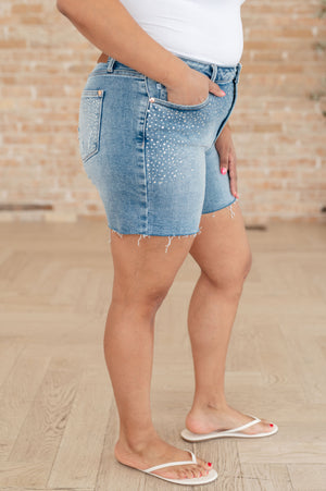 Judy Blue Elle High Rise Rhinestone Cutoff Shorts (SM-3X) - STB Boutique
