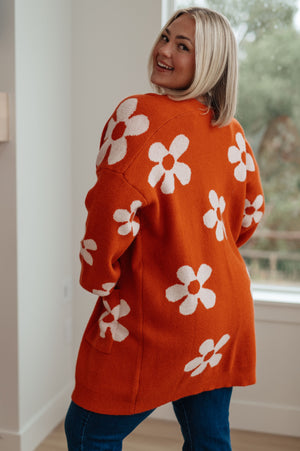 Enough Anyways Floral Cardigan in Burnt Orange (SM-2X)