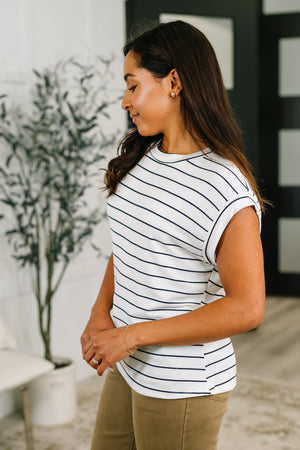 Everything In Between Striped Cap Sleeve Tee (SM-3X)