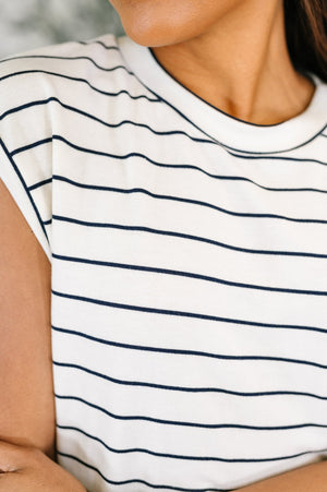 Everything In Between Striped Cap Sleeve Tee (SM-3X)