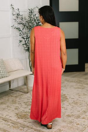Everything She Wants Sleeveless Maxi Dress in Coral (SM-3X)