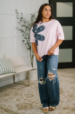 Exactly My Type Paisley Floral Applique Top (SM-3X)
