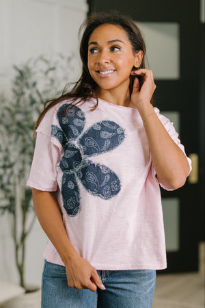 Exactly My Type Paisley Floral Applique Top (SM-3X)