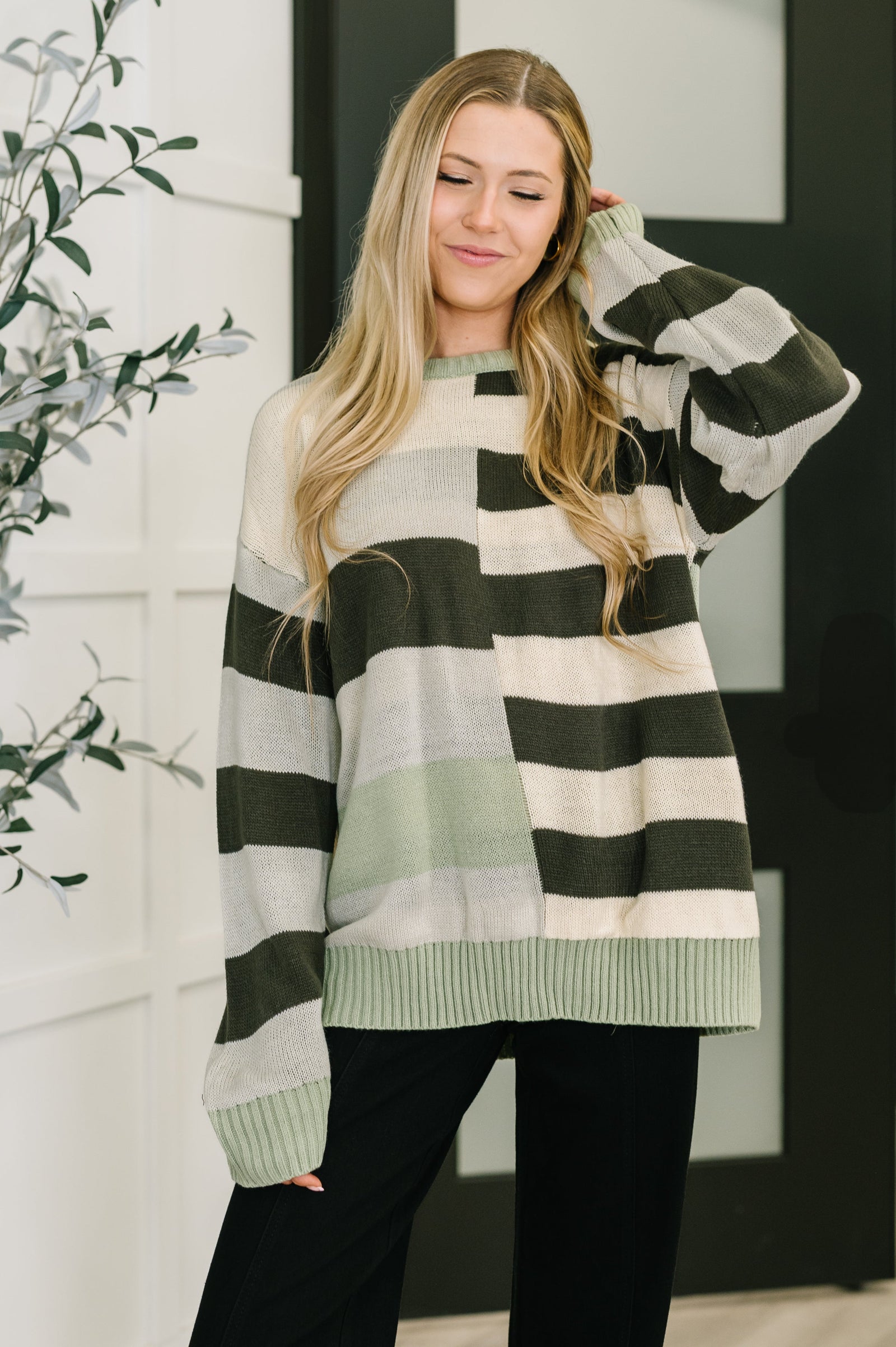 Fall Into Us Color Block Knit Pullover (SM-3X)